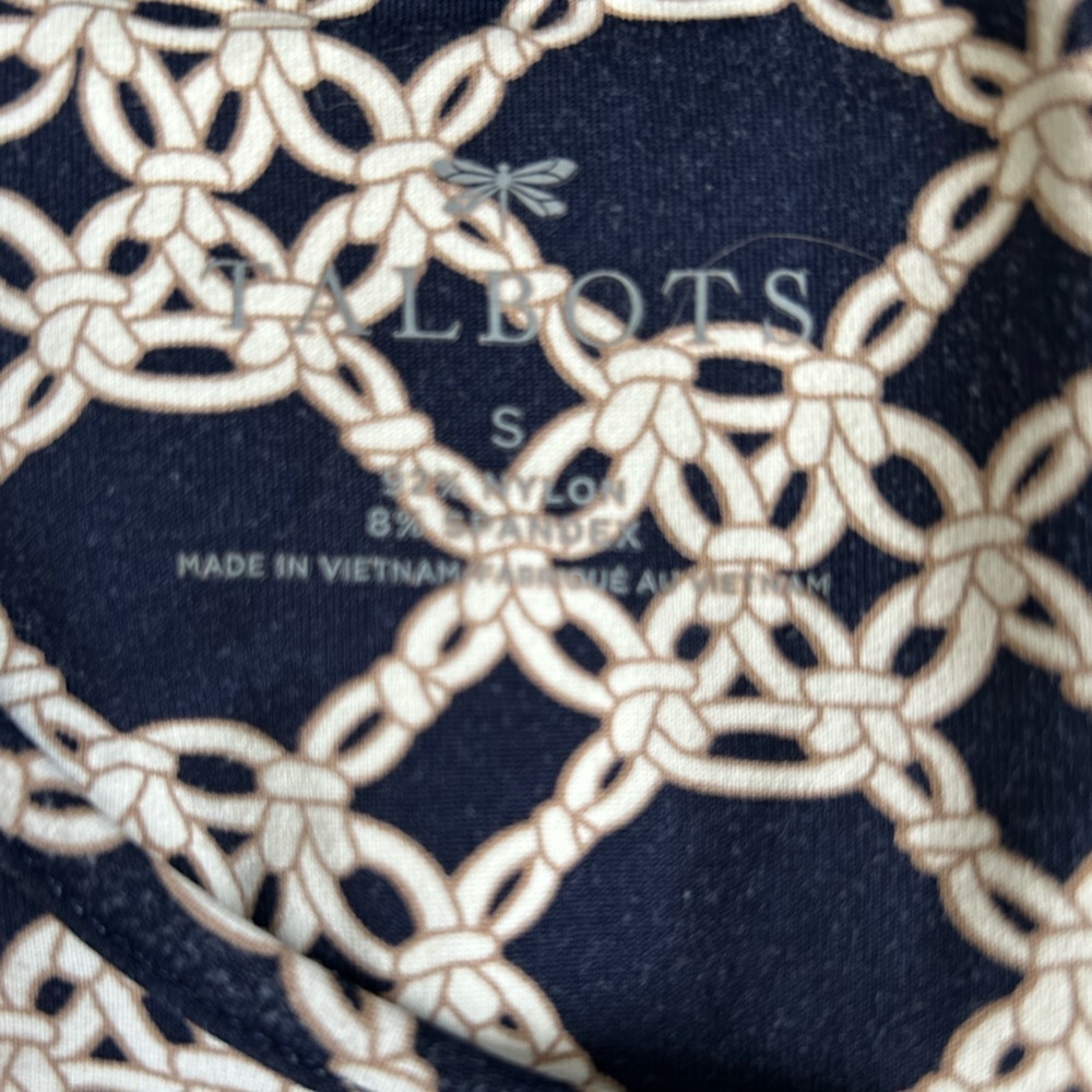 5/$25 Talbots Navy Blue Dress with Nautical Rope Like Pattern Size Small - Picture 5 of 9
